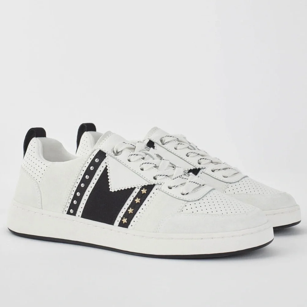 Maje White Sneakers with Black Star Accent